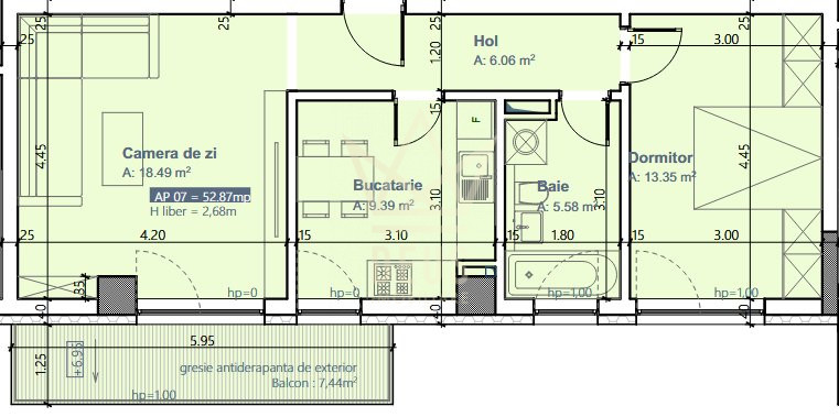 Apartament cu 2 camere decomandate in bloc nou